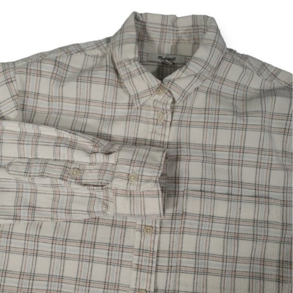 Madewell Womens Small Plaid Courduroy Shirt‎ Jacket, Shacket Cotton/Poly Blend